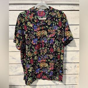 VHO Men’s Colorful Skull Print Button Down Shirt Size Large